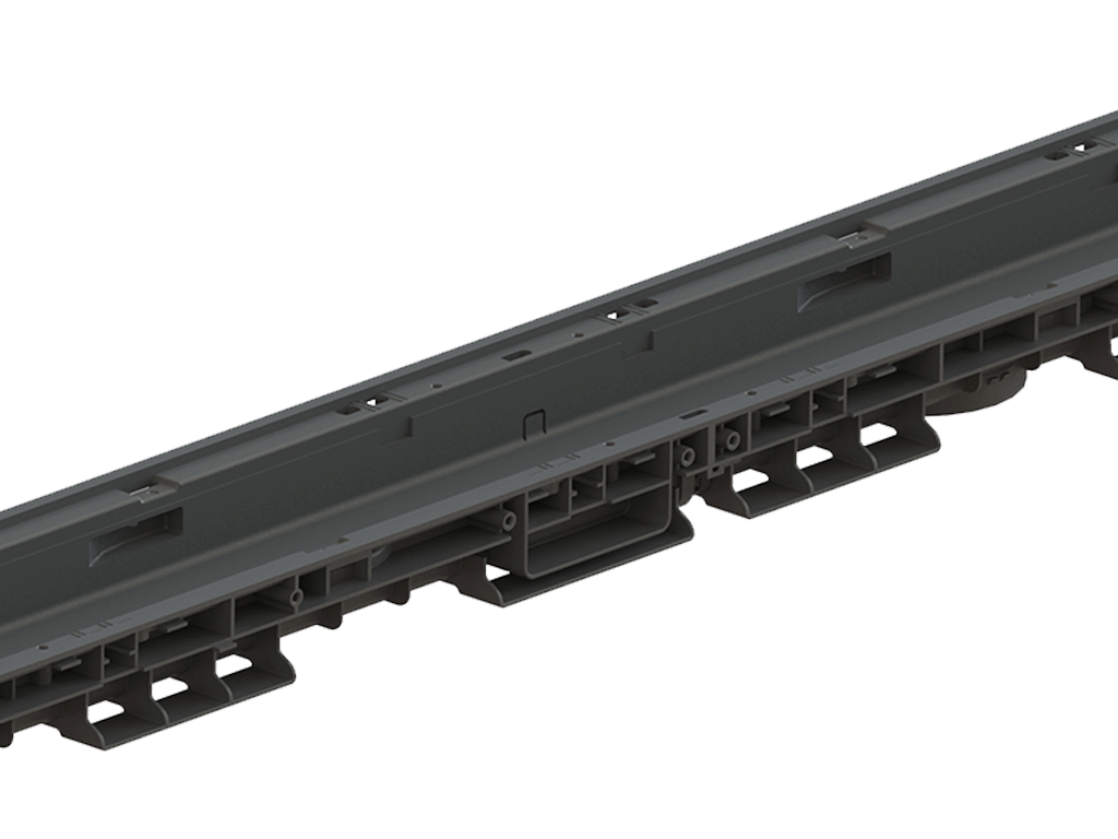 Rigolă din plastic BASE DN100 H60 cu grătare din fontă în fante clasa de sarcini C250